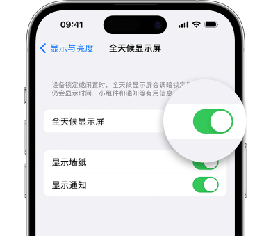 丹巴苹果15预约维修分享iPhone15如何设置全天候显示屏幕可见 