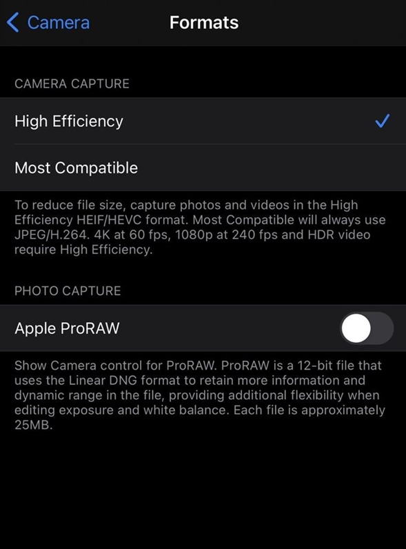 丹巴苹果手机维修分享如何为 iPhone 12 Pro/Max 启用 ProRAW 照片格式 